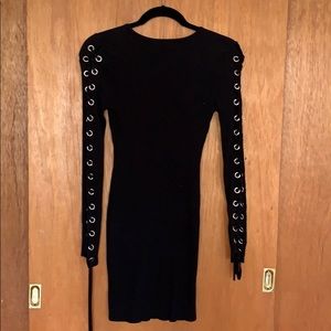 Black dress with lace up sleeves